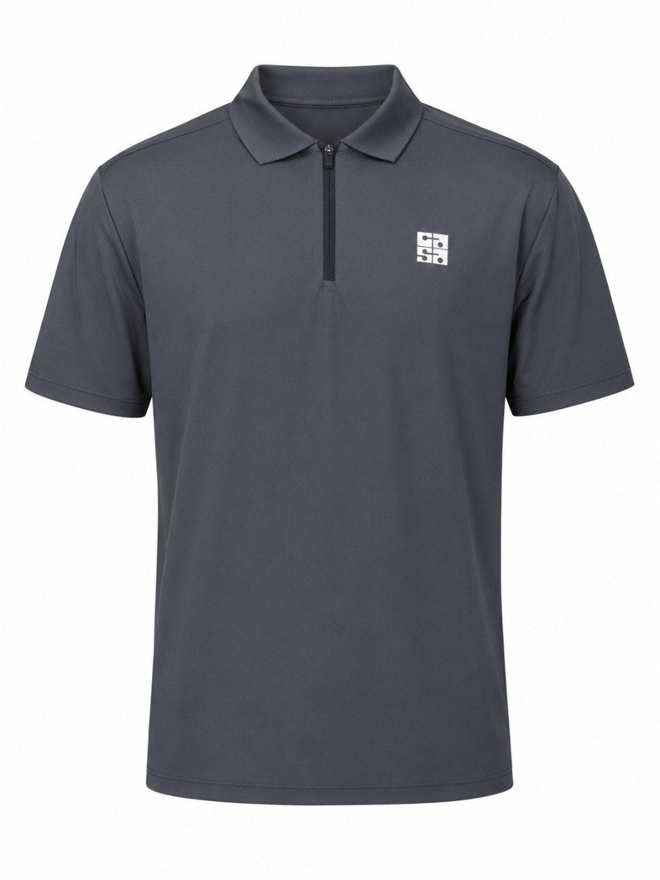 charcoal strike zip polo